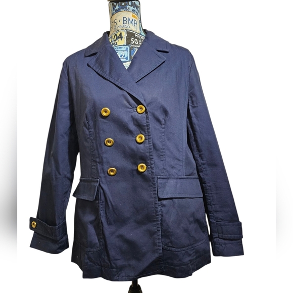 Banana Republic Jackets & Blazers - Banana Republic Navy Blue Cotton Peacoat Large Petite